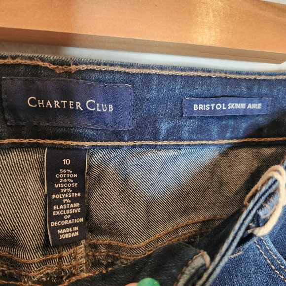NWT Charter Club Floral Embroidered Bristol Ankle Jeans Tummy Slimming Size 10 - Picture 6 of 16
